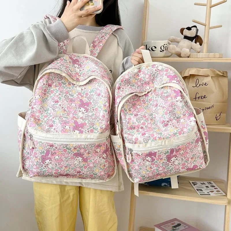 Sanrio hello kitty new melody backpack ins girl pink schoolbag big capacity student shoulder bag handbag