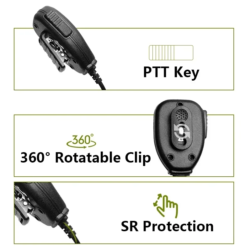 Walkie Talkie PTT Speaker Mic Handheld Microphone Compatible with Baofeng UV-32 DM-32 DM-1701 UV-5R Mini Quansheng Two Way Radio - view 2