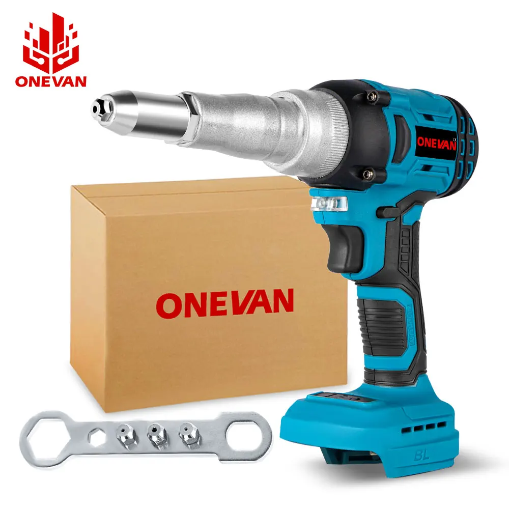 ONEVAN 20000N Brushless Electric Rivet Gun 2.4~5.0mm Drill Cordless Rivet Nut Gun Automatic Riveting Tool For Makita 18V Battery