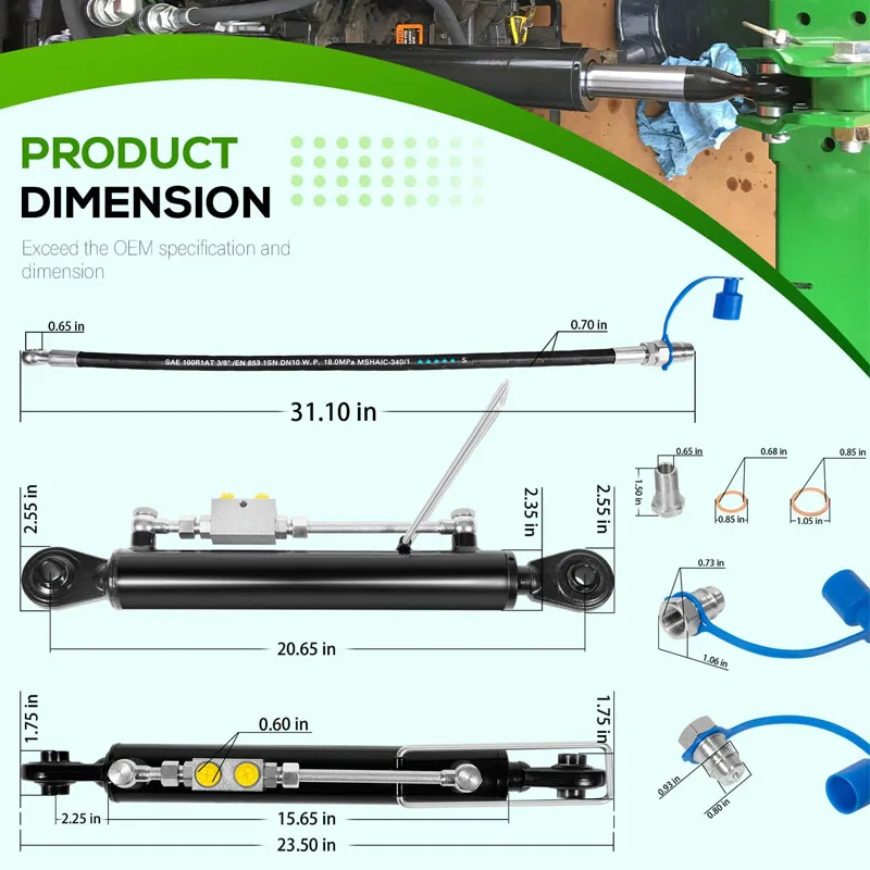 Directly Mounted On Tractors and Excavators Hydraulic Top Link Cat 1-1 with Block 20 7/8” - 31 7/8”