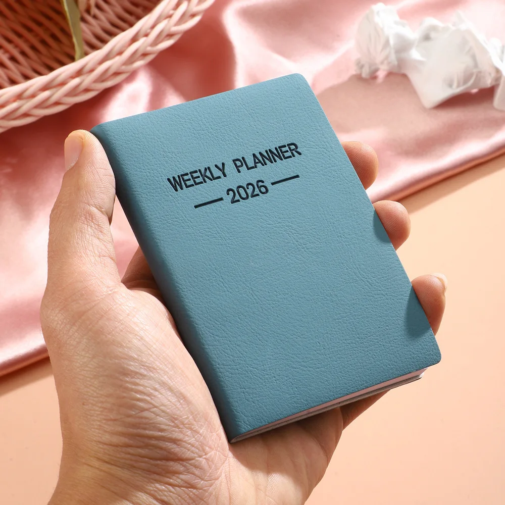 Mini agenda mensile giornaliera 2026 Calendario annuale con rilegatura robusta in carta spessa con copertina rigida tascabile portatile