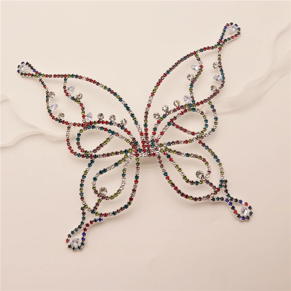 Grand masque créatif Unique en forme de papillon, couleur mixte, strass, grand masque pour dames, masque en cristal brillant, bijoux pour le visage, vente en gros