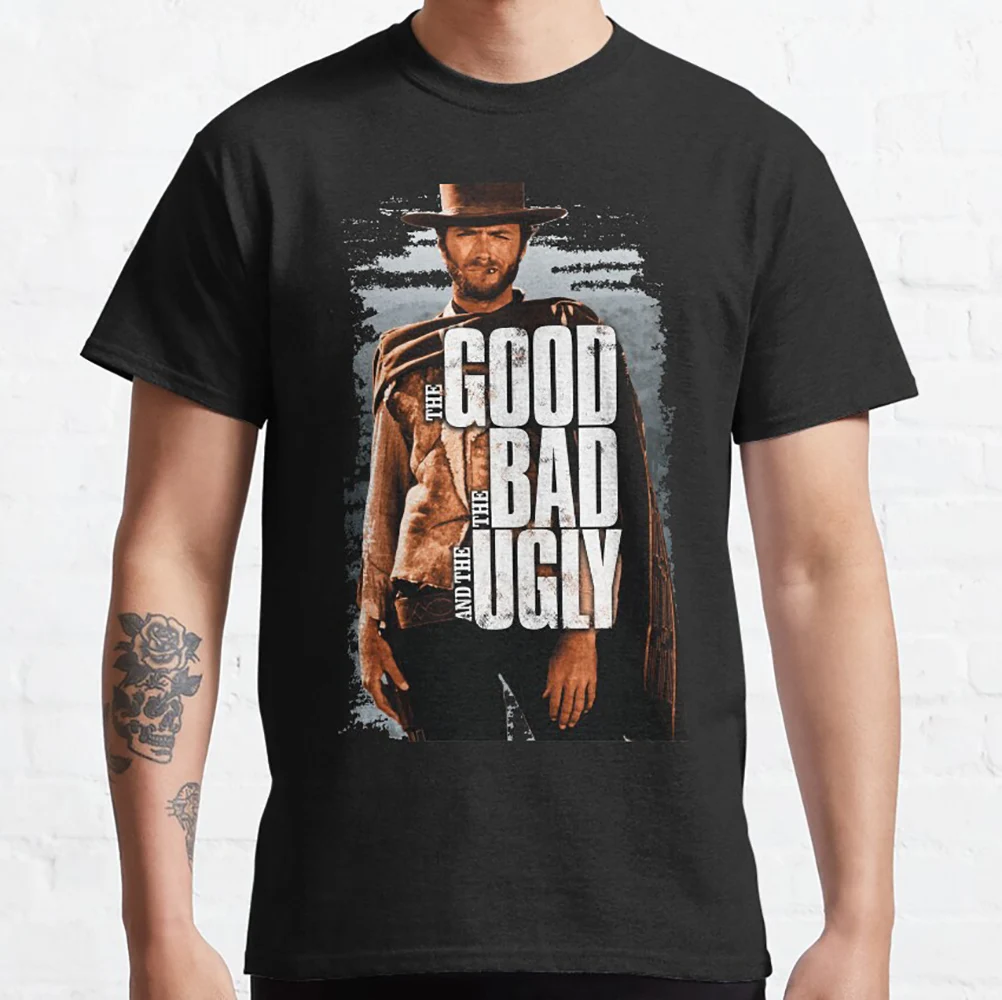 

0227 Clint Eastwood The Good The Bad The Ugly Retro Gift t shirt 100% cotton Short Sleeve Graphic Clothes All size top S-6XL
