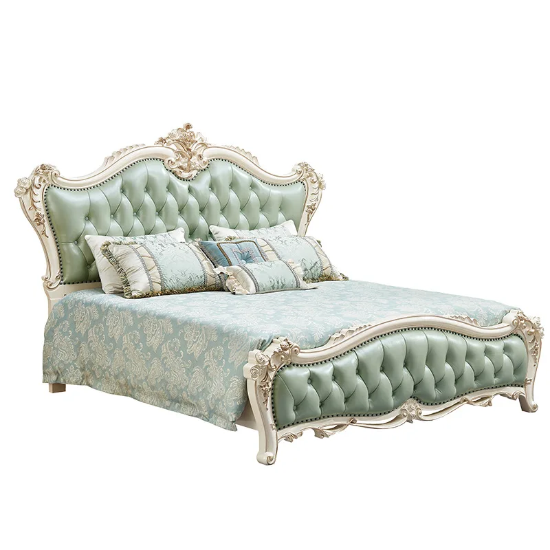 

Leather bed double, master bedroom princess bed 1.8 meters French solid wood wedding