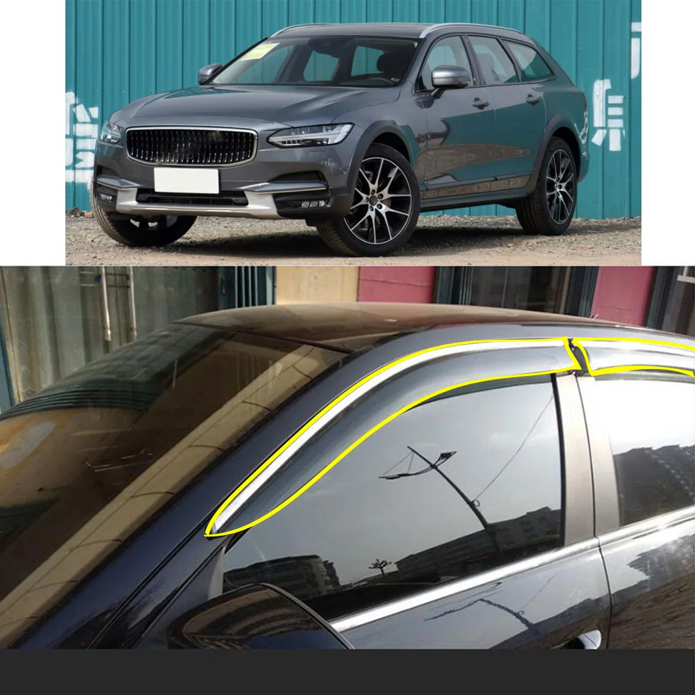 

Car Sticker Plastic Window Glass Wind Visor Rain/Sun Guard Vent For VOLVO V90 CC Cross Country T5 T6 2018 2019 2020 2021