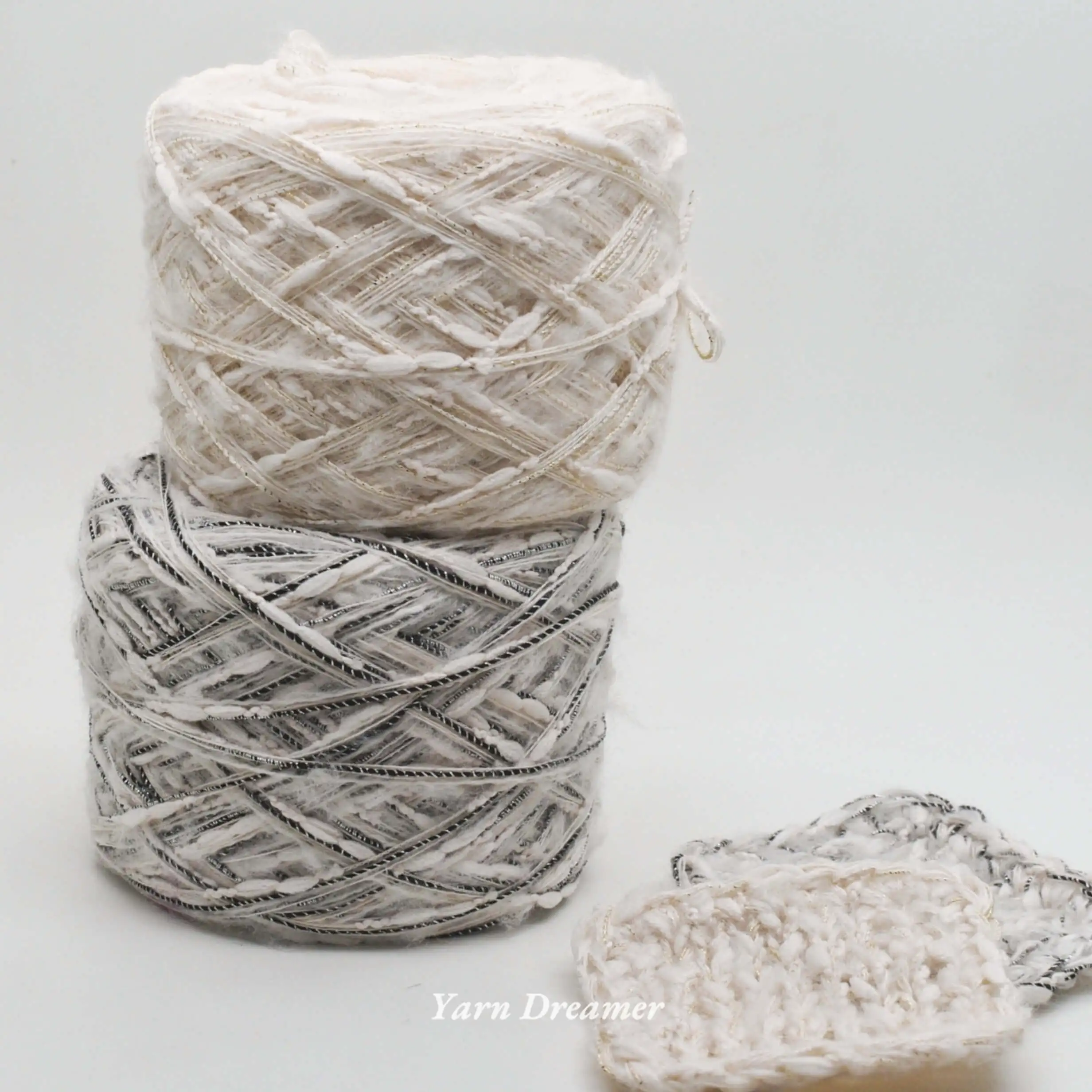 

Luxury Tweed Textured Yarn for Crocheting Bag White Sequin Glitter Gold Silver Crochet Yarn Chunky Beige Yarns for Knitting