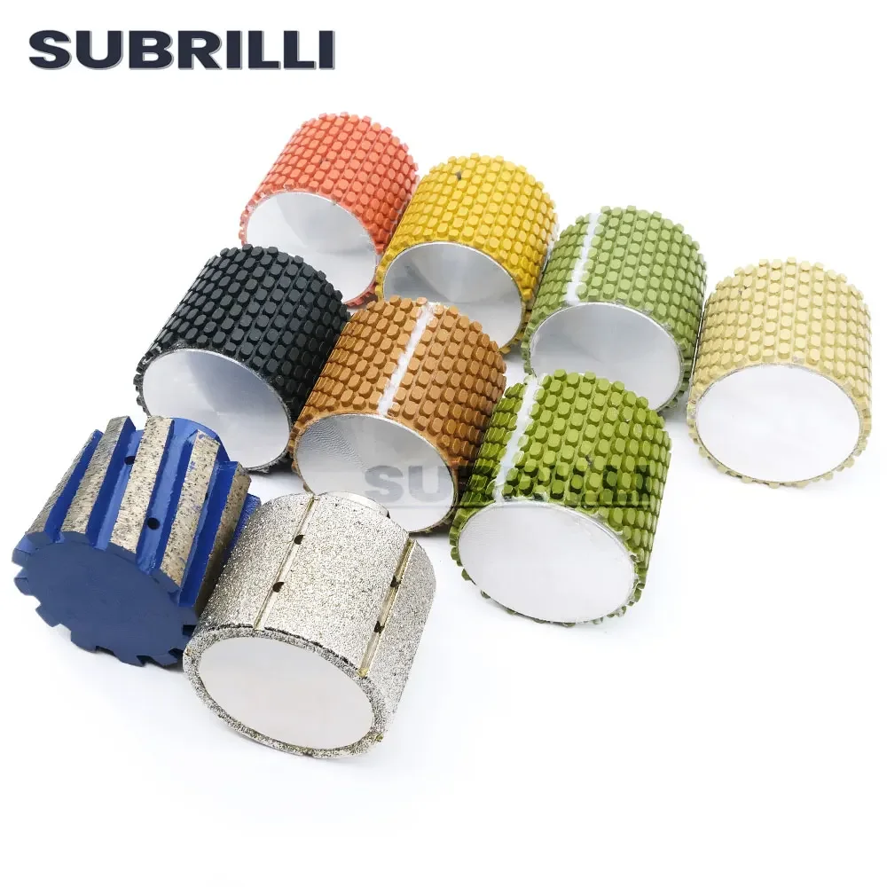 SUBRILLI 2inch Diamond Drum Wheel For Polishing Granite Marble Sink Hole Stone Edge Abrasive M14 5/8-11 Thread Polish Kit