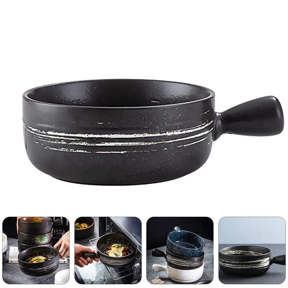 

1Pcs Ceramic Baking Bowl High Temperature Resistant Handle Suitable for Baking Bread Cake Kitchen Use Ceramic Bowl