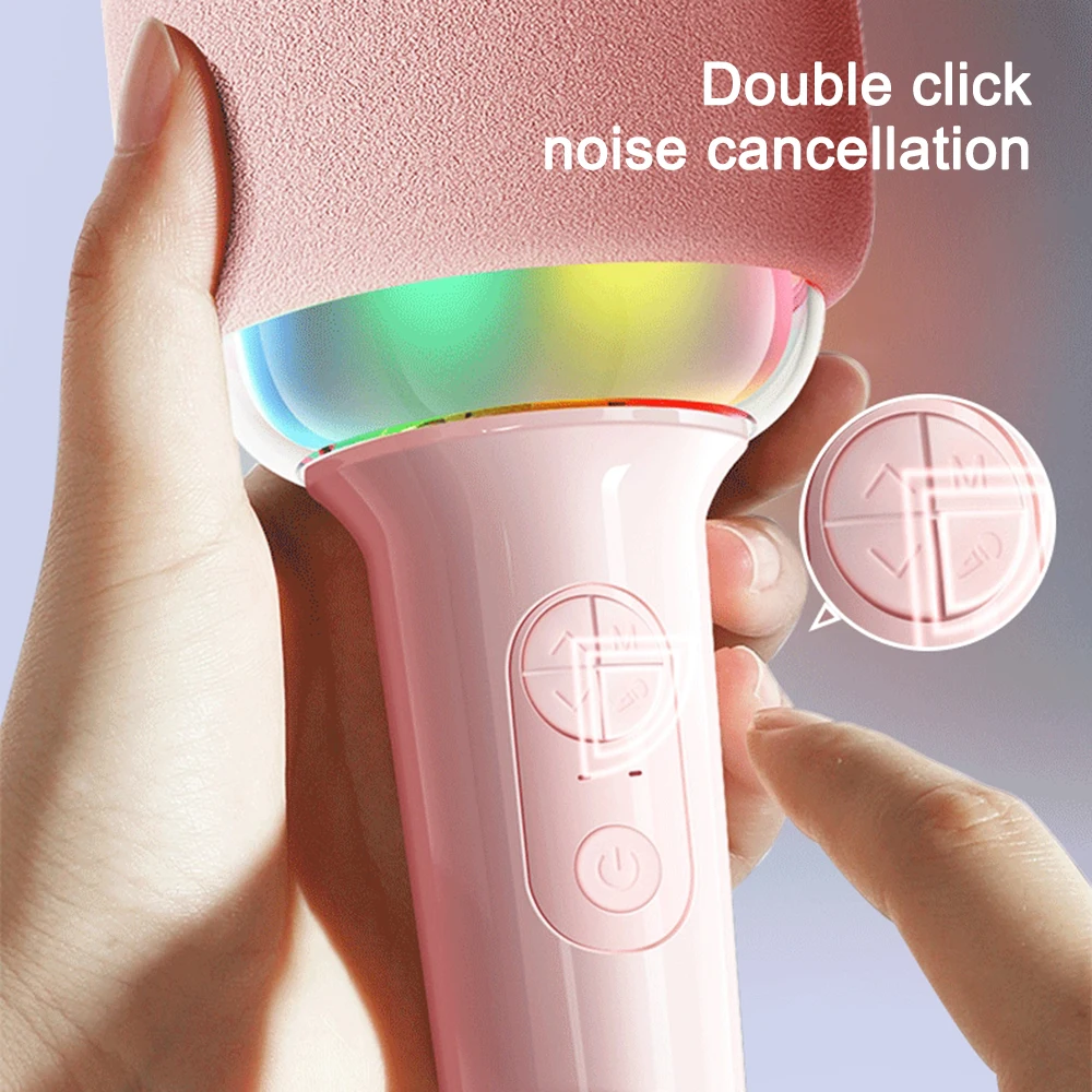 Children K Song Mini Wireless Microphone Bluetooth Karaoke Microphone Music PlayerHome TV Children Singing Microphone WIth RGB