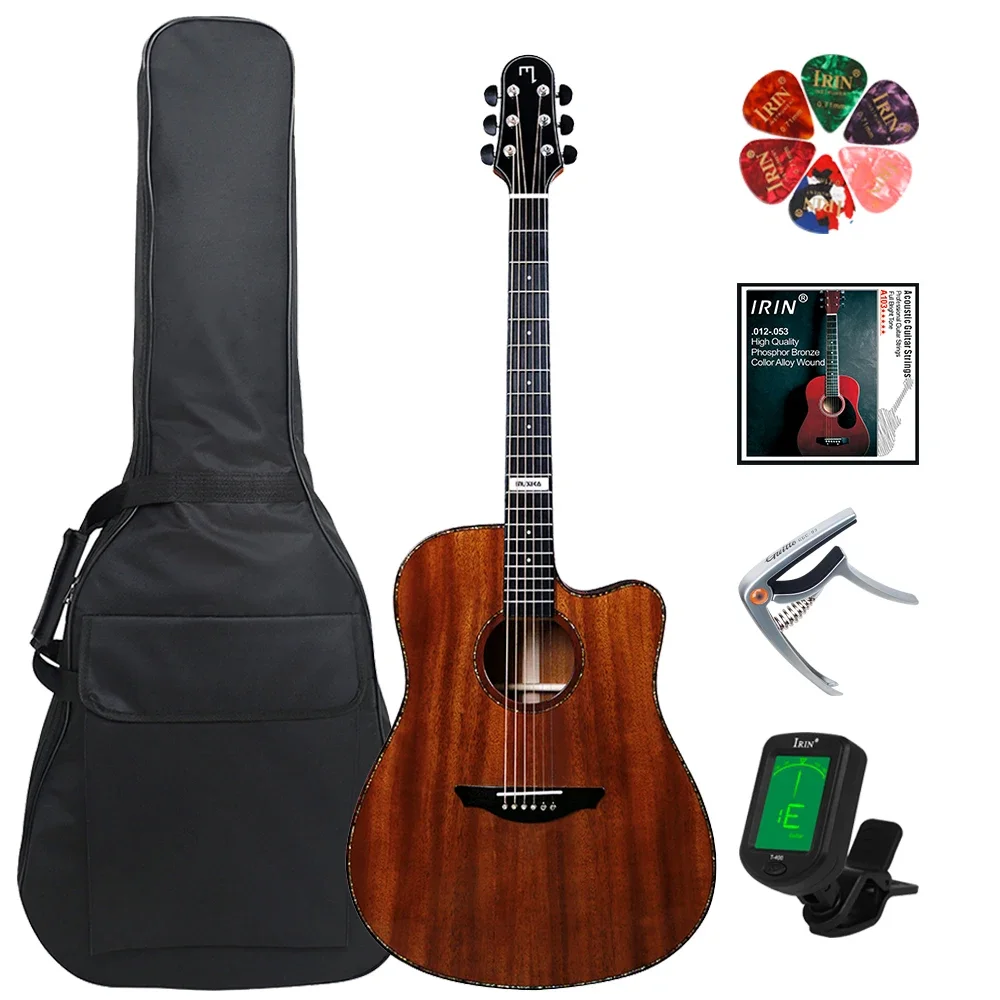 

6 Strings 41 Inch Veneer Acoustic Guitar Mahogany Wood Panel Backplane Folk Guitar Guitarra With Bag Strings Parts & Accessories