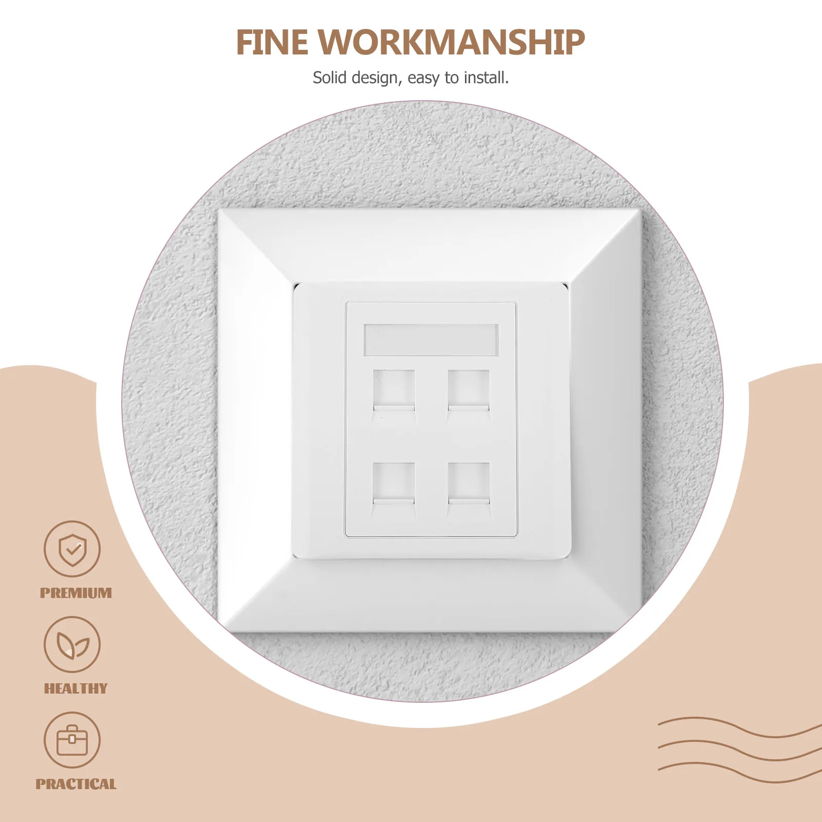 

4 Port Cat6 Wall Ethernet Outlet Panel Household Plastic Socket Durable Connectivity Home Office Network Wall Plate Sturdy