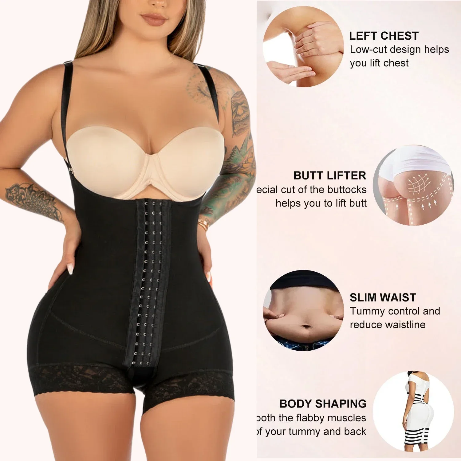 VYLYNK Fajas Colombianas Shapewear for Women Postpartum Firm Tummy Control Body Shaper Butt Lifter Bodysuit Post Surgery