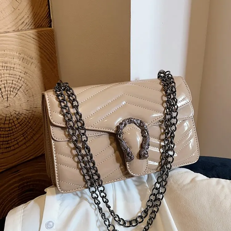 Trendy Chain Strap Crossbody Bag for Women, Small Square Shoulder Purse with High-End Sense, Chic Everyday Bag