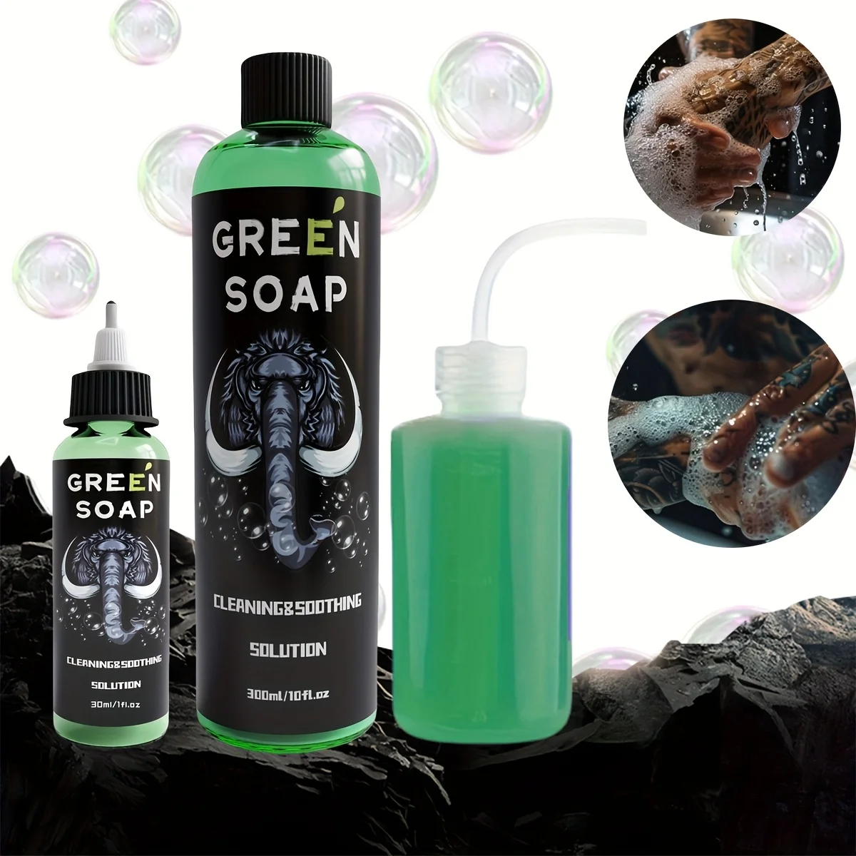 

Набор зеленого мыла для татуировок, раствор для очистки татуировок с бутылкой-дозатором, безопасная цветная пенящаяся увлажняющая пена.