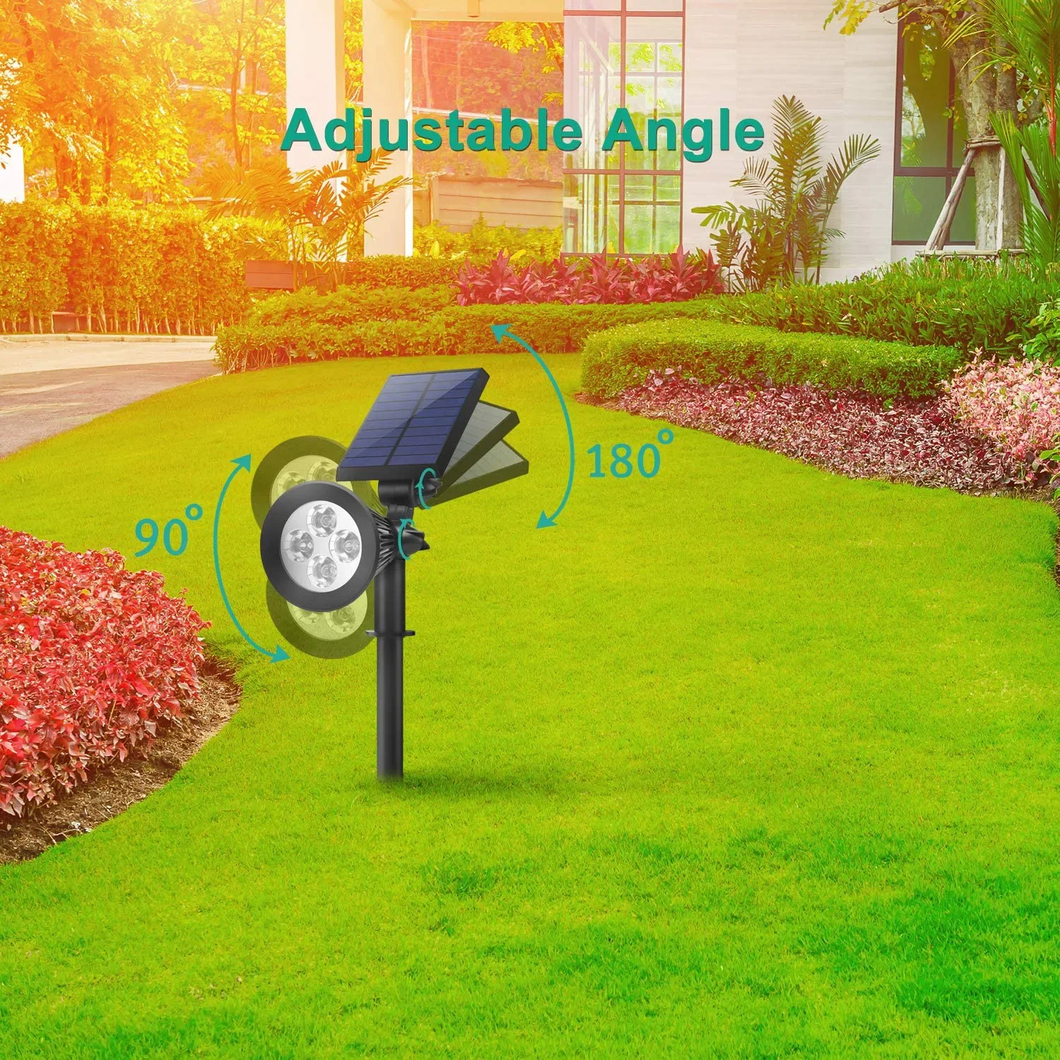 Solar Spot Lights Outdoor Colored Adjustable 7 LED Waterproof Security Tree Spotlights Lawn Step Walkway Garden Changing