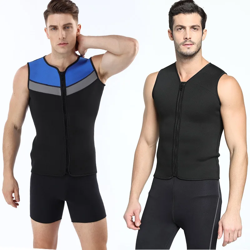 3MM Neoprene Wetsuit Vest Jacket Sleeveless Full Zipper Sunscreen Warm Wetsuits Top Mens for Cold Water Diving Surfing