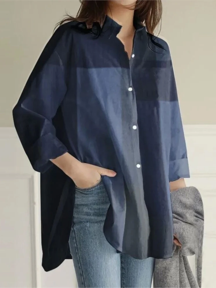 

Loose Long Sve Women's irt V-ne Casual Faion Ladies Premium Quali Chinese Brandl 00% Other Material