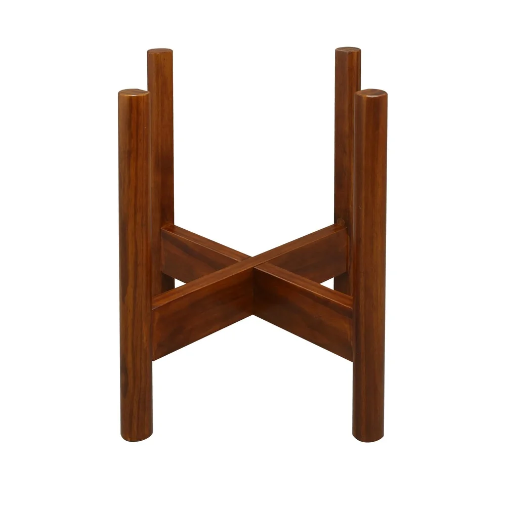 

Mid-Century Modern Solid Wood Plant Stand Antique Mahogany Cross-Leg Design Indoor Display Holder Fits 8-12 Inch Pots