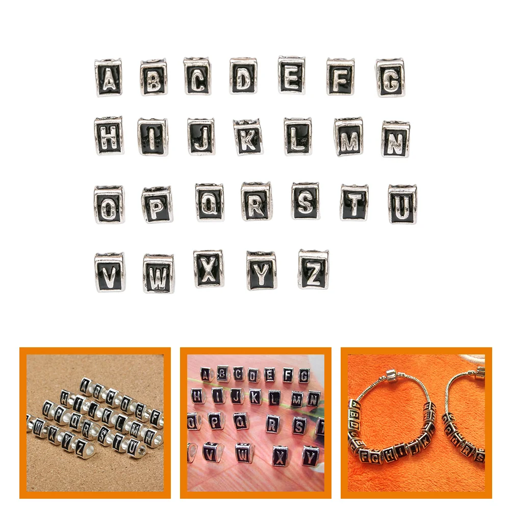 

26 Pcs Letter Beads Jewelry Making Letter Beads for Bracelet Making DIY Jewelry Vintage Metal Alloy Letters Accessories Hole