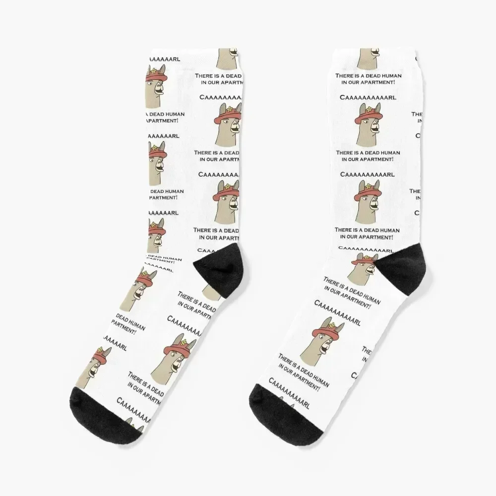 

Llamas with Hats - "Caaaaaaaaaarl! There is a dead human in our apartment!" Socks tennis christmass gift Socks For Men Women's