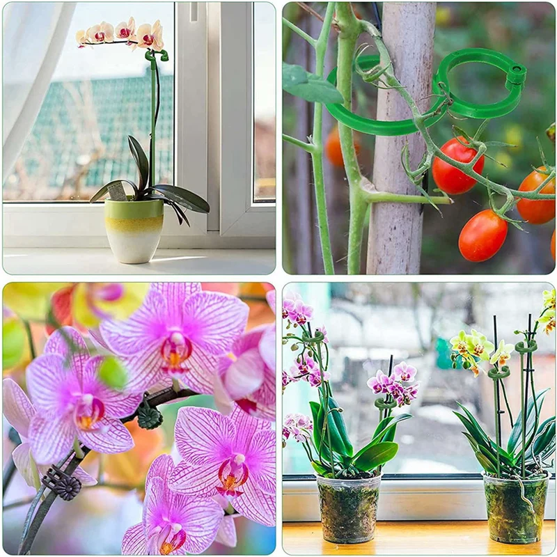 

120Pcs Plant Supports Set - 40 Pack Flower Plant Stakes Sticks (3 Sizes), 40 Plant Support Clips And 40 Orchid Clips