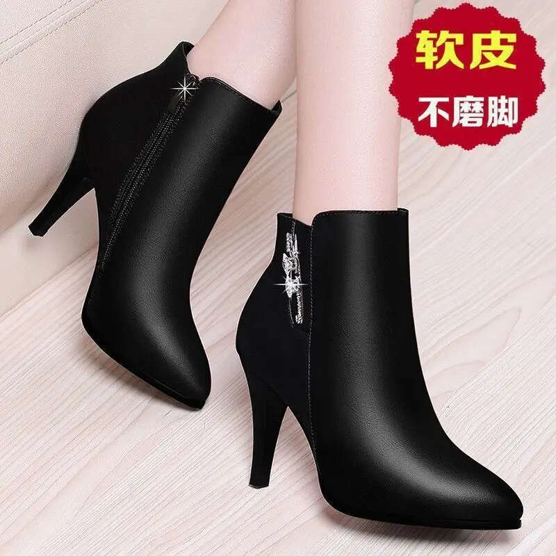 2020Winter Casual Women Pumps Warm Ankle Boots Waterproof High Heels Snow 2020 Shoes Botas Patent Botas Muje