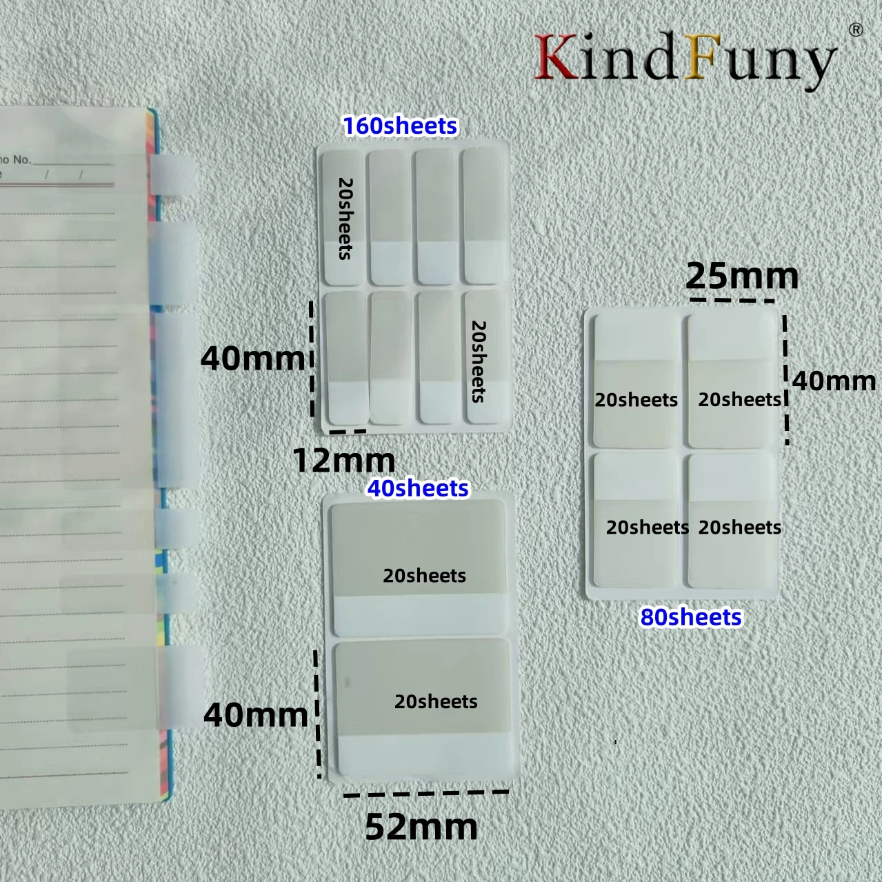 투명 스티커 노트, 자기 접착 독서 주석, 책 메모장 책갈피 메모 패드, 인덱스 탭, 40 매, 80/160 매 
