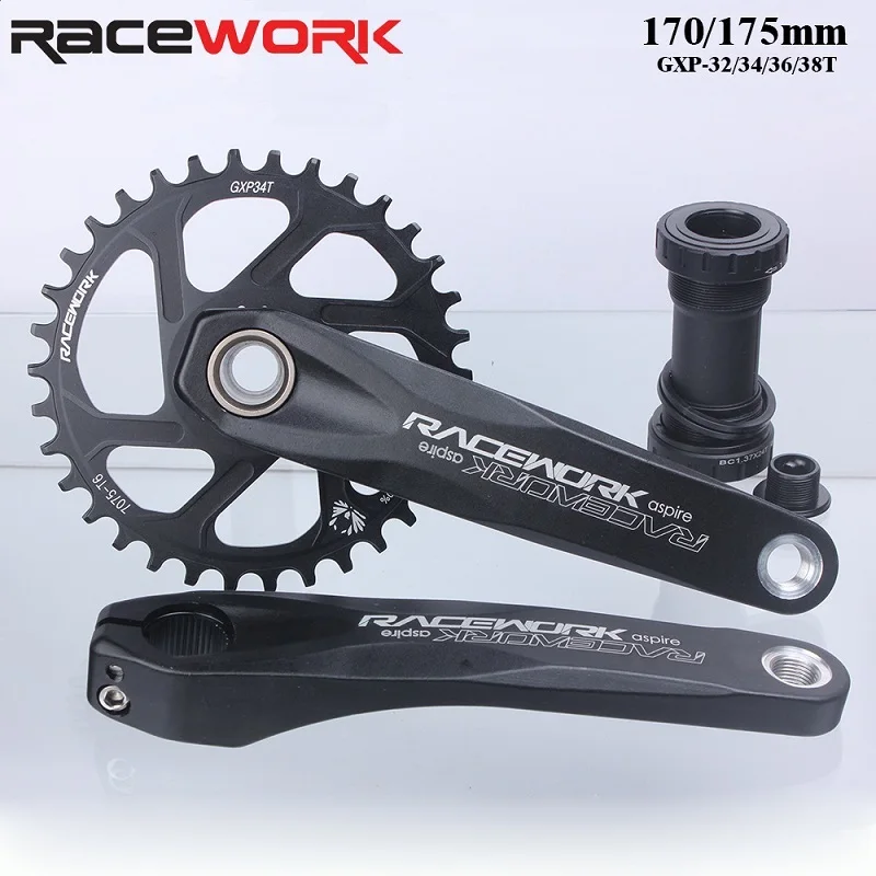 

Racework crank aluminum alloy hollow integrated 170mm 175mm 32 34 36 38T Sprocket with Bottom Bracket Mountain Bicycle Crankset