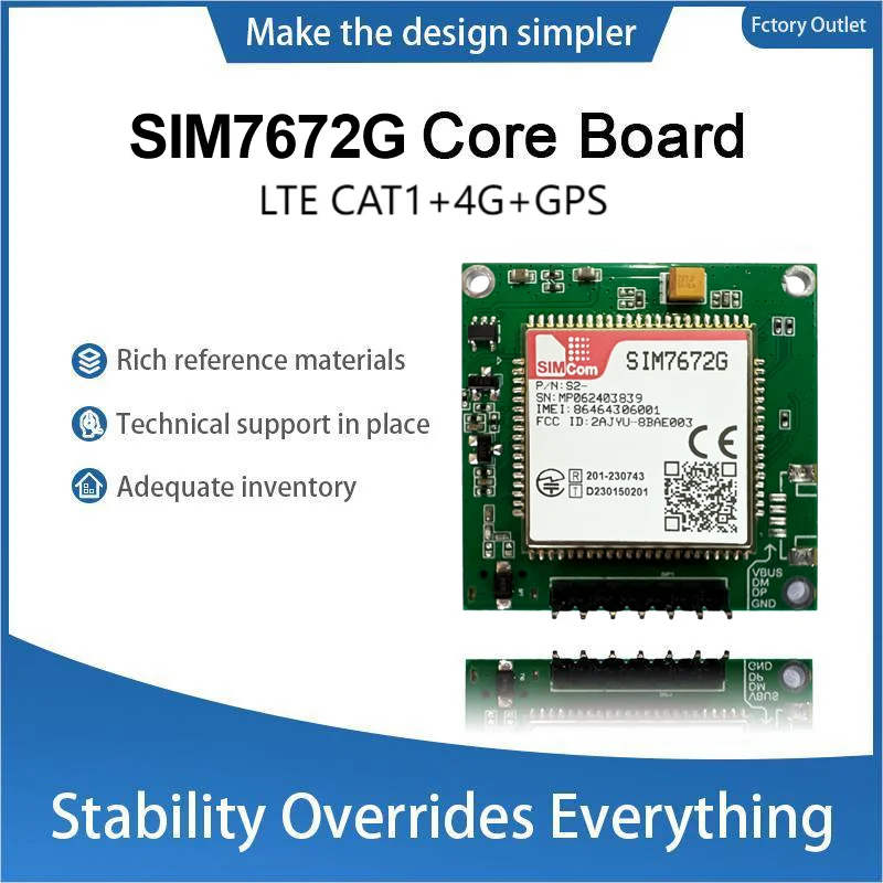 

SIMcom SIM7672G SIM7672G-MNGV SIM7672G-LNGV Core Board Global version, Qualcomm chip, support Data+GNSS(optional) without voice.