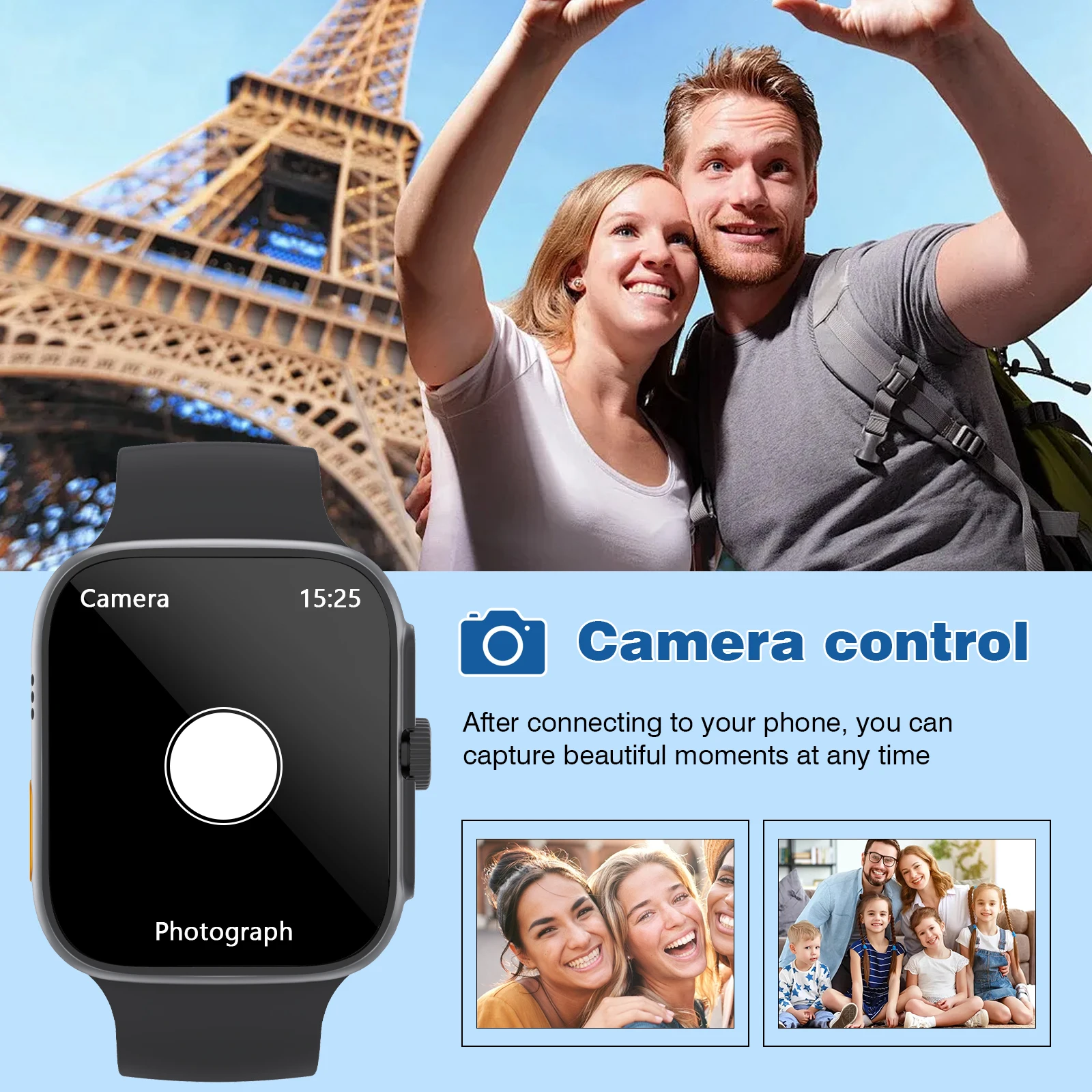 ساعة ذكية، مكالمات بلوتوث، تذكير بالرسائل، معدل ضربات القلب/الأكسجين في الدم/مراقبة ضغط الدم، مناسبة لنظام Android/iPhone #3