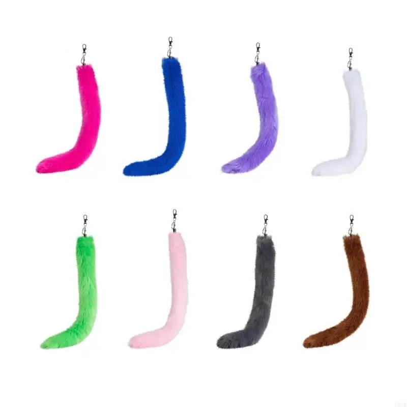 H58e Foxes Tail -keychain Furry Furs Foxes Tail Keyring Handbag Foxes Code Women