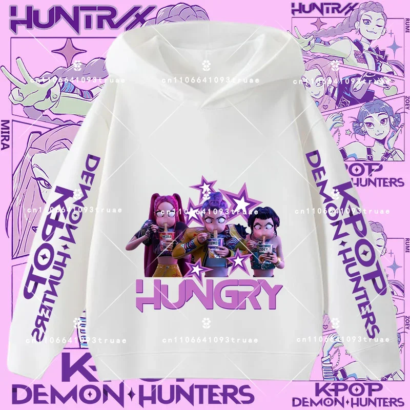 2026 الأولاد رداء علوي غير رسمي الخريف/الشتاء طويلة الأكمام الكرتون طباعة Kpop شيطان الصيادين الأطفال مقنعين البلوز الفتيات قميص رياضي #2