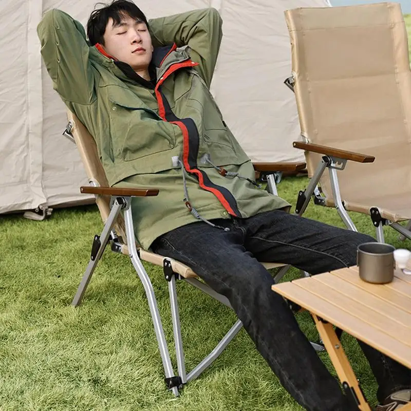 Portable Folding Camping Chairs 4 Speed Adjustable Moon Chair Backrest Lawn Chair Aluminum Alloy Backpacking Hiking Chair