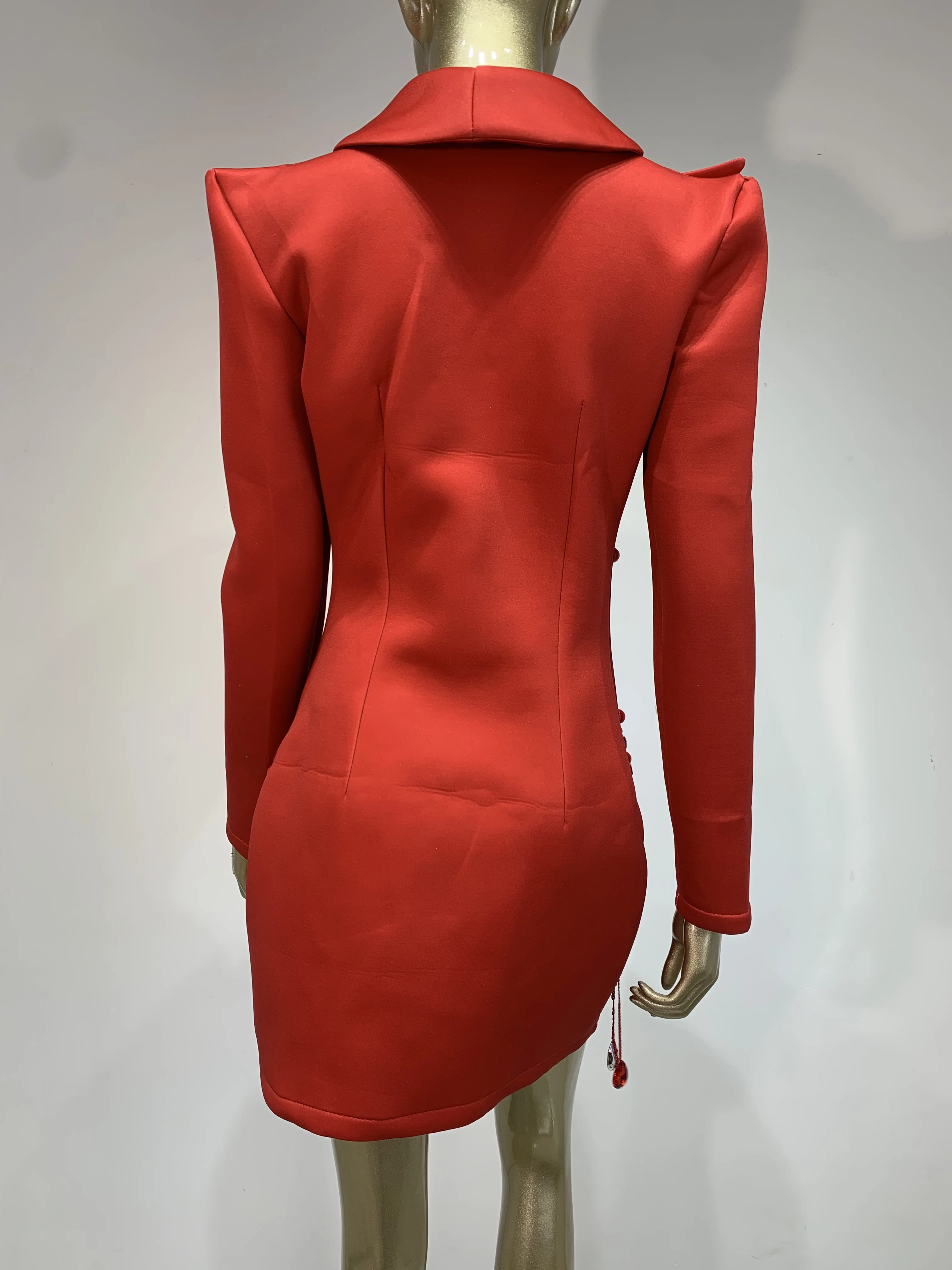 2025 New Sparkly Crystal Pearls Mini Dress Luxury Red Fashion Birthday Evening Party Nightclub Outfit Singer Stage Costume ﻿