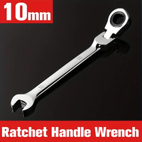 Ratchet Wrench of Keys Spanner Set Hand Tool 72-Tooth Ratcheting Flexible Head Mirror Finish Ratchet Wrench 10mm