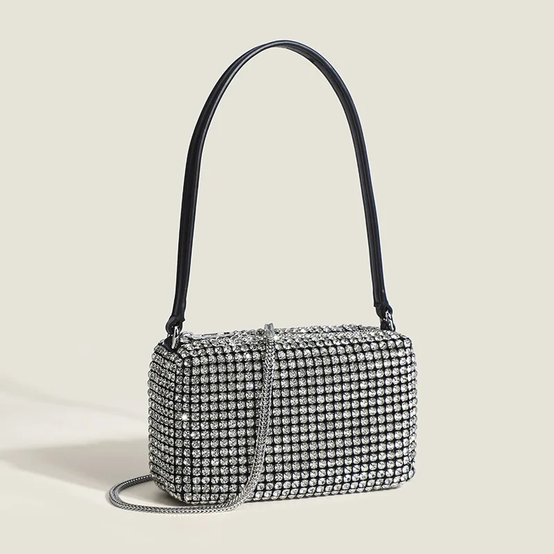 2024 New Female Bag Spring And Summer Diamond Bag Full Diamond Bag Hand Diagonal Chain Bag Underarm Bag