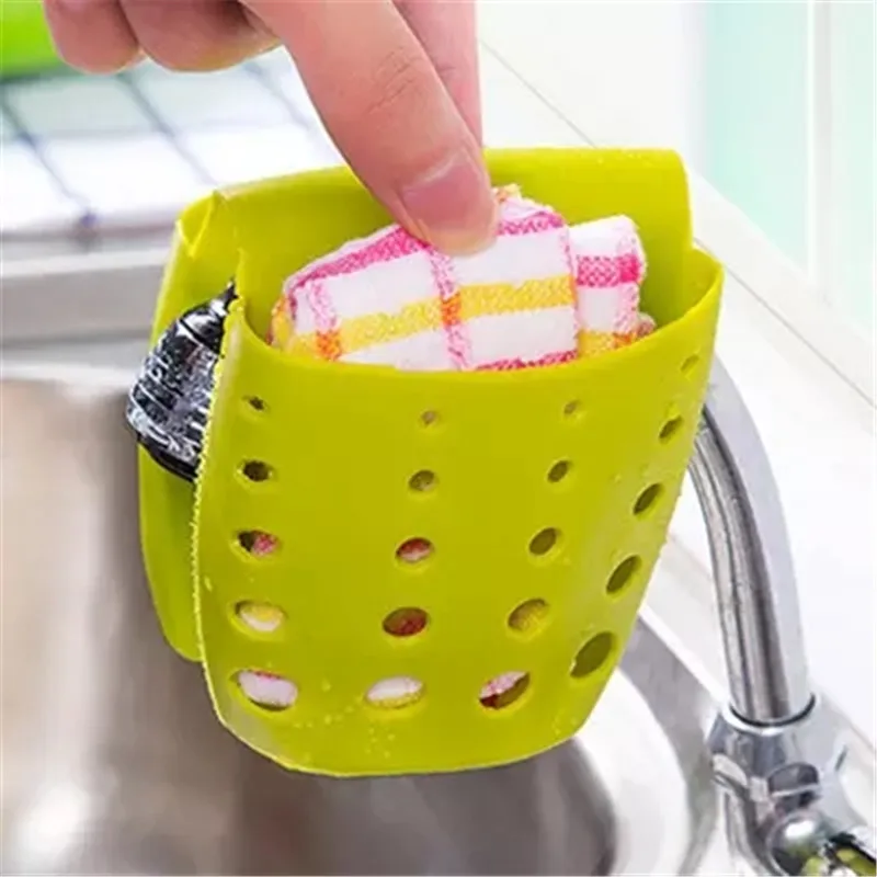 Kitchen Tools Kitchen Sink Saddle Style Double Silicone Sponge Holder Sink Rack Storage Organizer Soap Kitchen Gadgets