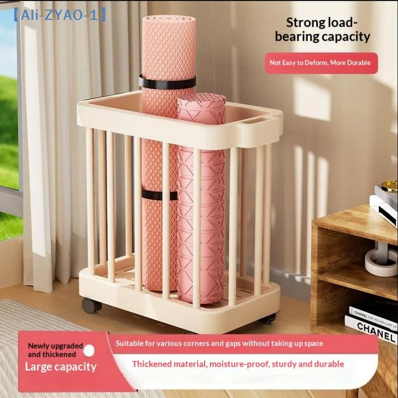 【ZYAO-1】Multi-Purpose Storage Bin Organizer With Wheels - Heavy-Duty Home Fitness Gear Storage Cart For Yoga Mats Storage Basket