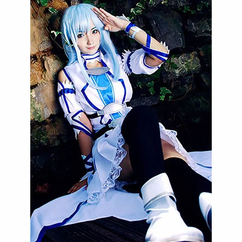 Ainlu Sword Art Online Yuuki Asuna Cosplay Costume SAO Asuna Aqua Blue Women Halloween Costume