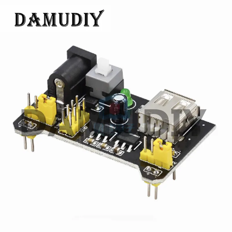 5sets 3.3V 5V MB102 Solderless Breadboard Power Supply Module with 9V Battery Clip Power Cable 2.1x 5.5mm Male DC Jack Plug