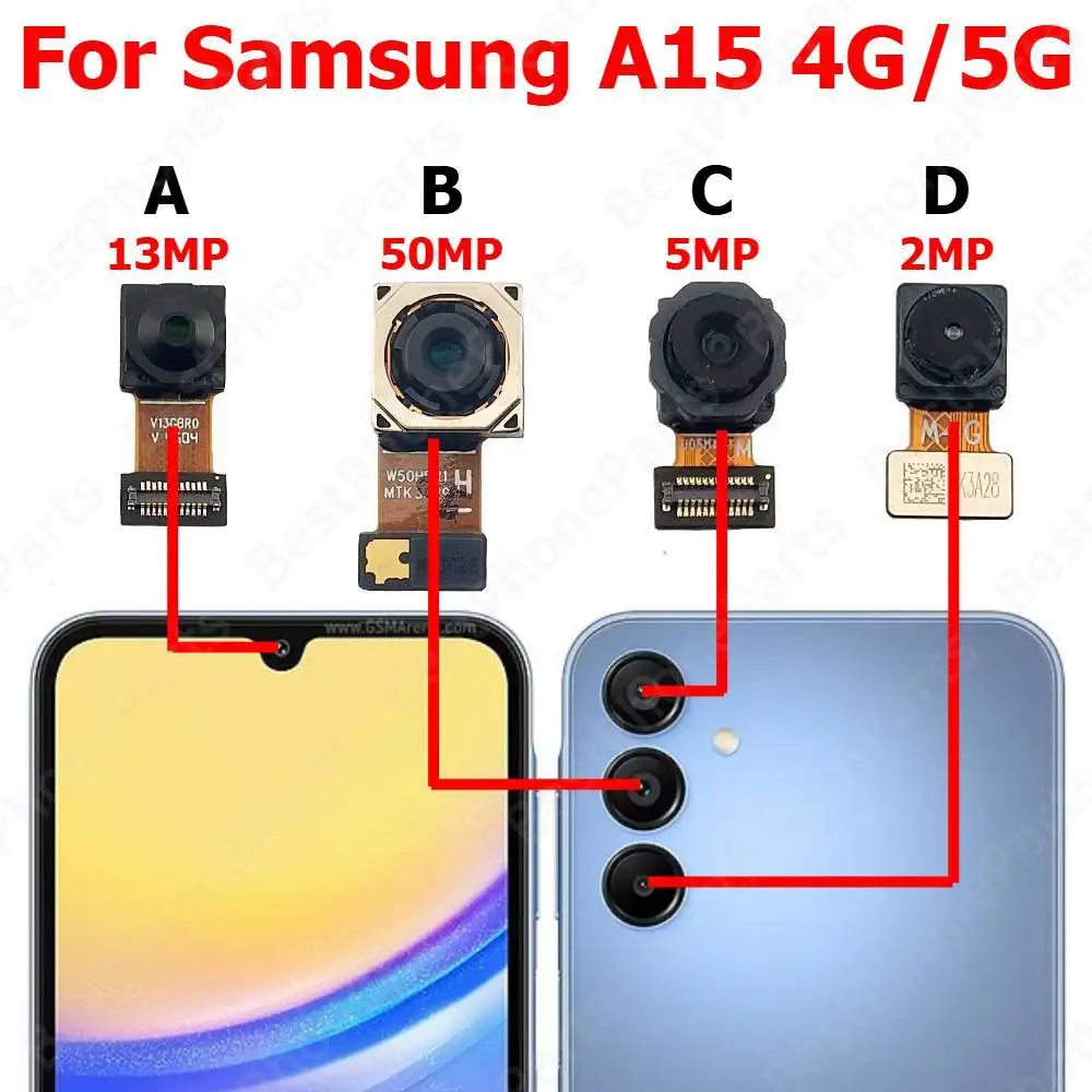 

Задняя передняя камера для Samsung A15 4G 5G A155 A156, передняя фронтальная камера для селфи, модуль задней камеры, детали для мобильных телефонов