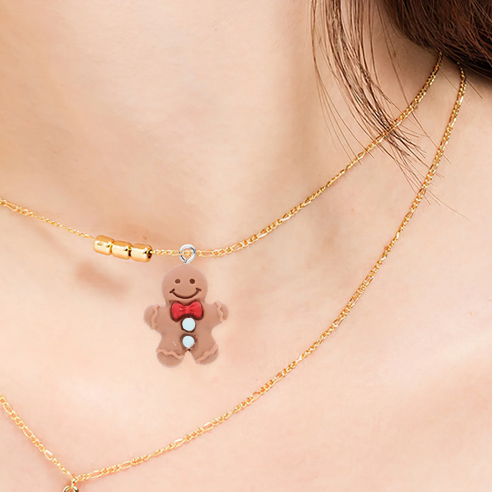 20Pcs Resin Gingerbread Man Charms Mini Pendants for Christmas Jewelry Making Bracelet Necklace Earring DIY Accessories