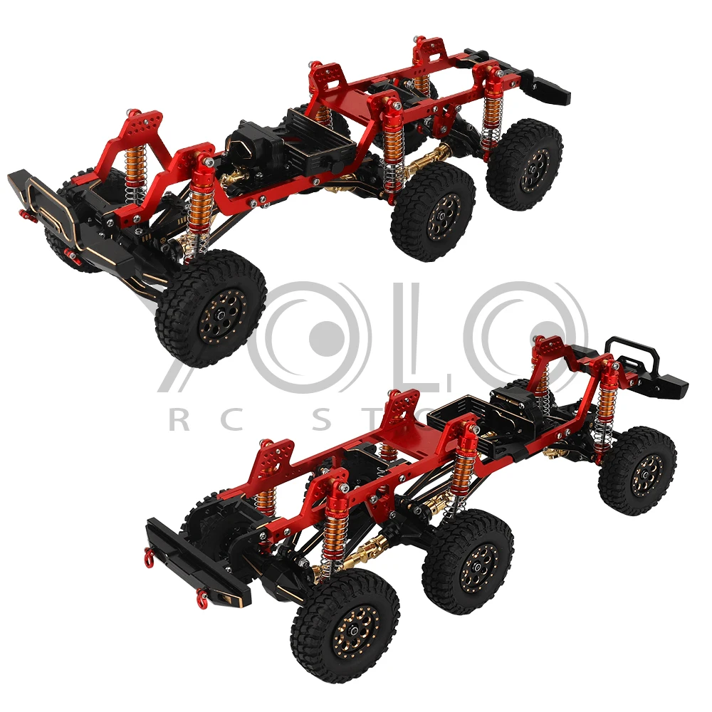 TRX4-M Mosiądz i metalowa rama podwozia samochodu RC 6x6 z przednimi środkowymi tylnymi osiami Skrzynia biegów DIY dla TRX4M 1/18 RC Crawler Części samochodowe