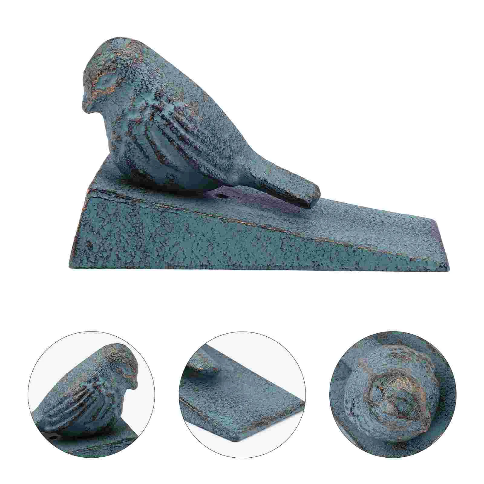 

Gold Cast Iron Door Stopper Retro Decor outside Windproof Adhesive Green Wedge Handle