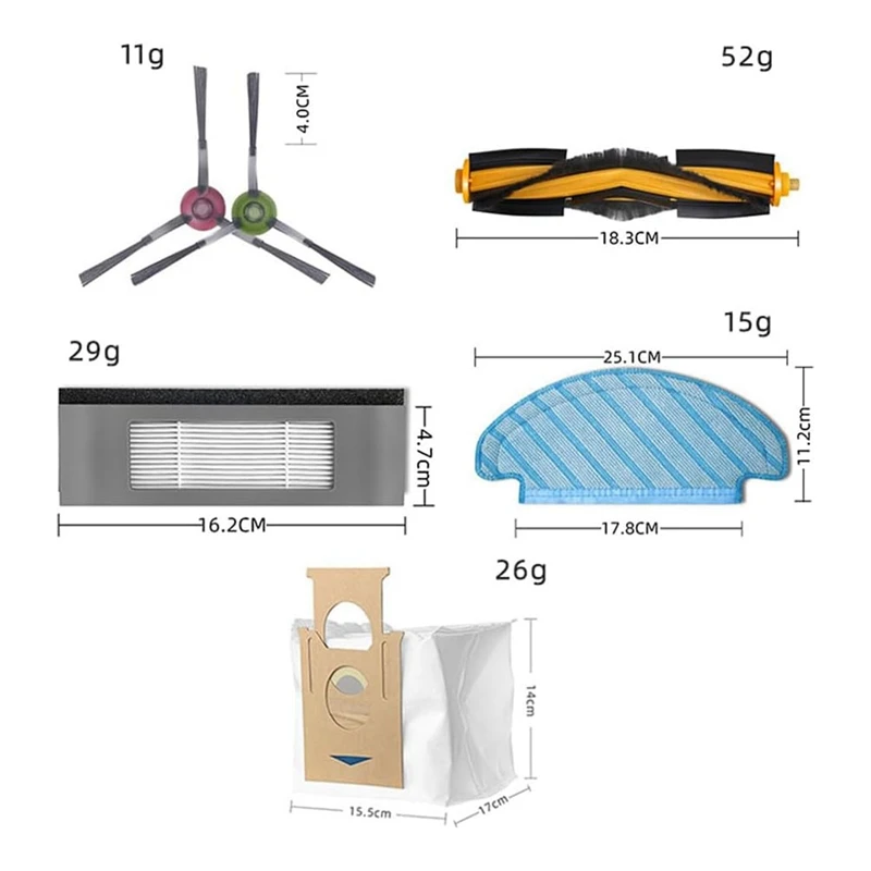 Do odkurzacza robota Ecovacs Deebot N10 / N10 Plus Akcesoria zamienne Główna szczotka boczna Filtr Hepa Ściereczka do mopa