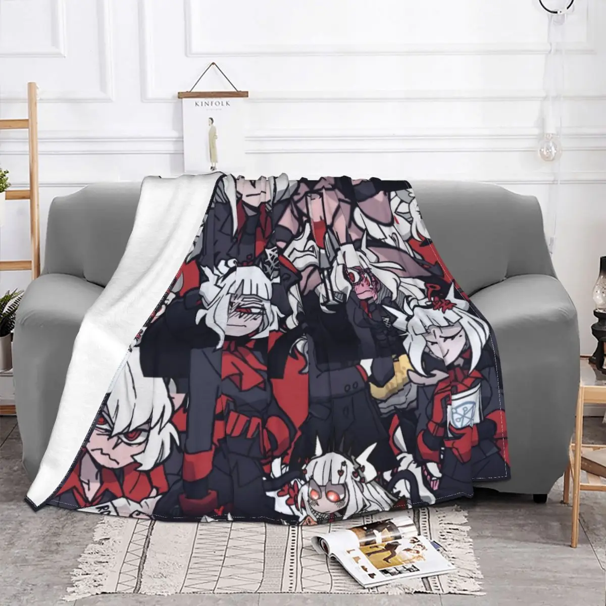 Helltaker Pattern Blanket Flannel Summer Anime Breathable Warm Throw Blankets for Sofa Office Bedspreads