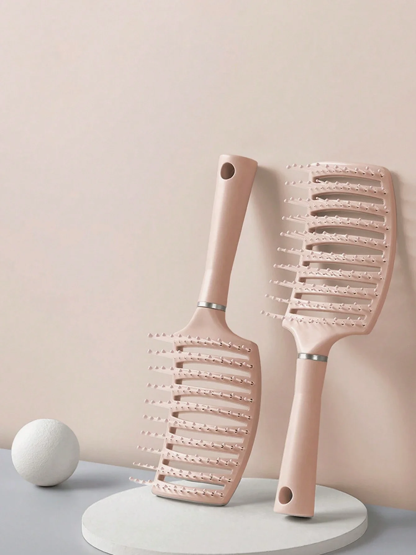 1 Pc Large Wavy Rib Shaped Vented Brush, Women Thick Long Curly Paddle Hair Detangling Massage Brushes, Fast Drying Hair Straigh