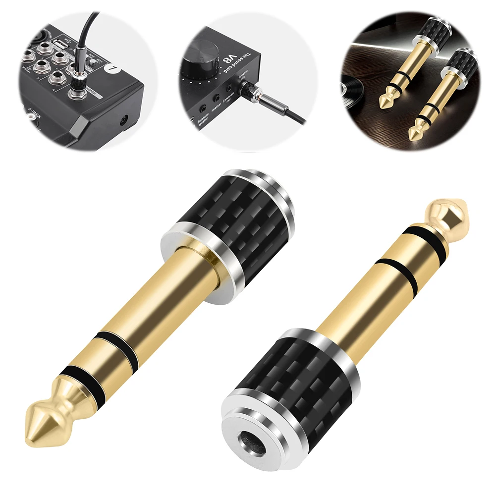 1/2 Pcs 1/4inch To 1/8inch Stereo Headphone Adapter Male To Female 6.35mm Jack To 3.5mm Socket Stereo Plug 6.35 To 3.5 Converter