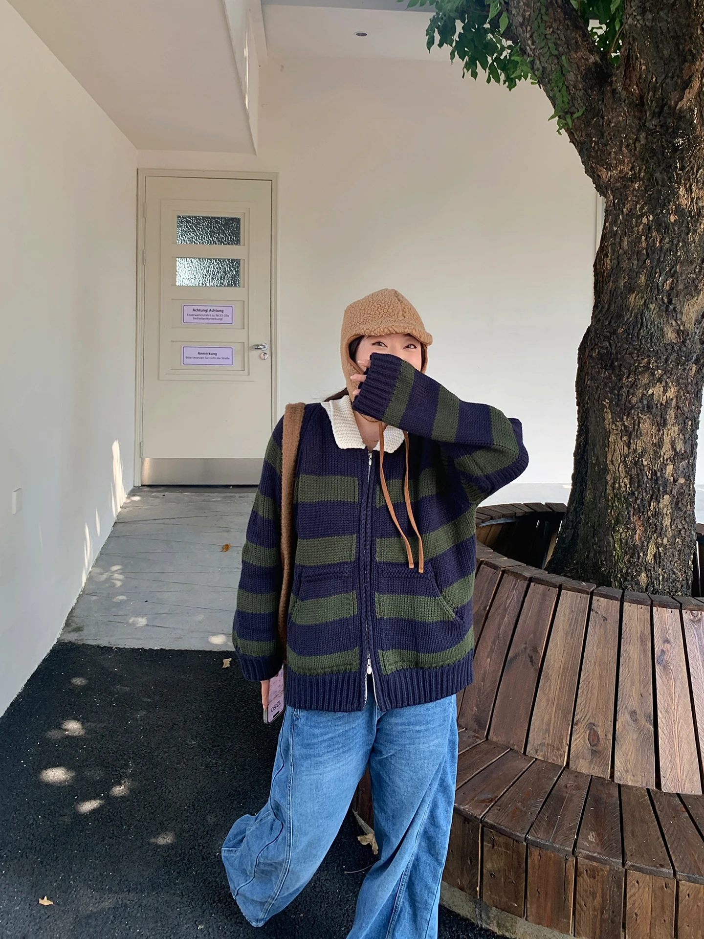 

Lin Da Hui Women's Loose Fit Striped Sweater Autumn Winter plus Size Korean Sle Warm Thermal Long Sve round Ne Top