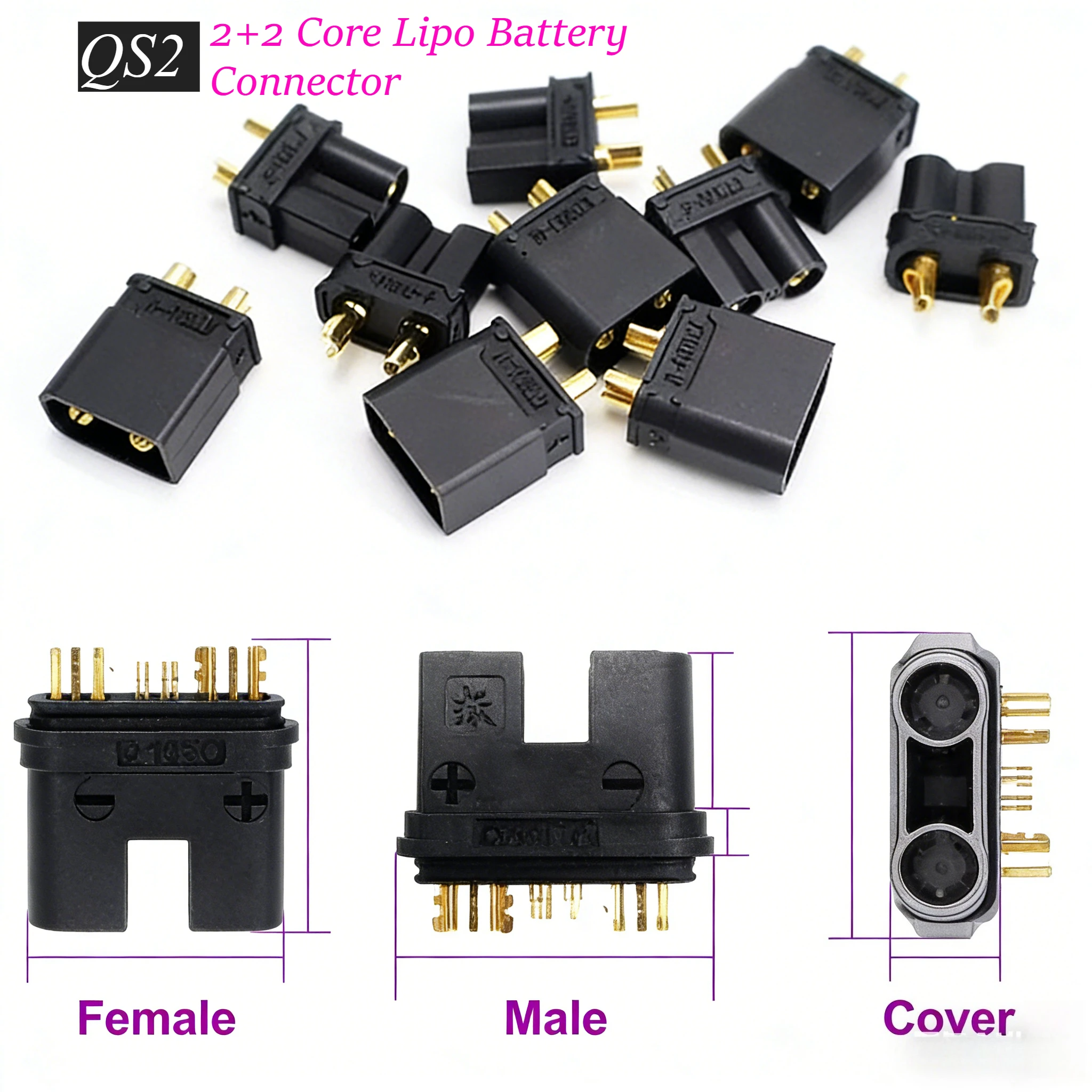 New Energy Batteries QS2 Robots  2P Connector for Toys DronesMale and Female  Ships Model Aircraft Intelligent  Signal Pin Plug